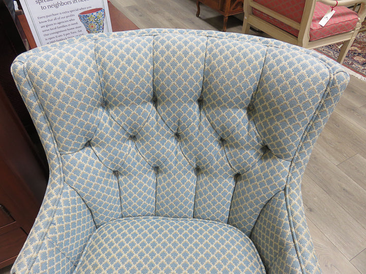 Blue Diamond Print Arm Chair