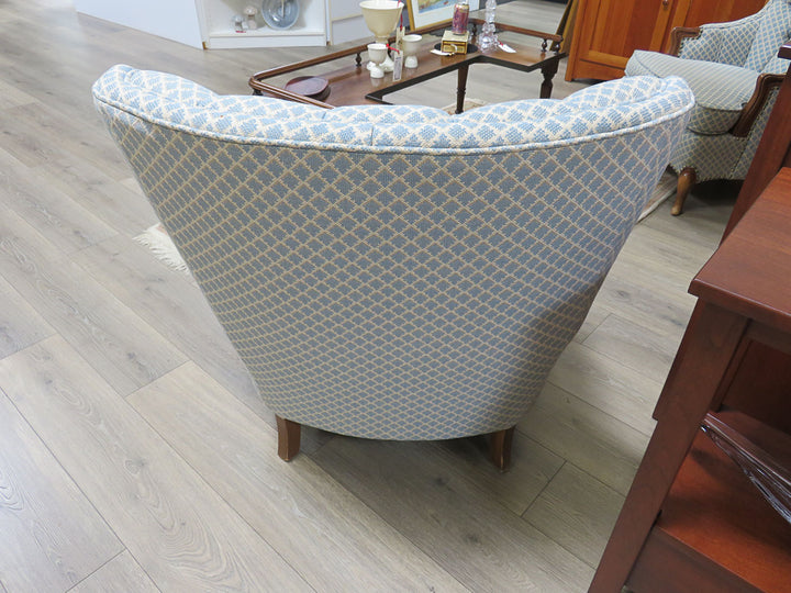 Blue Diamond Print Arm Chair