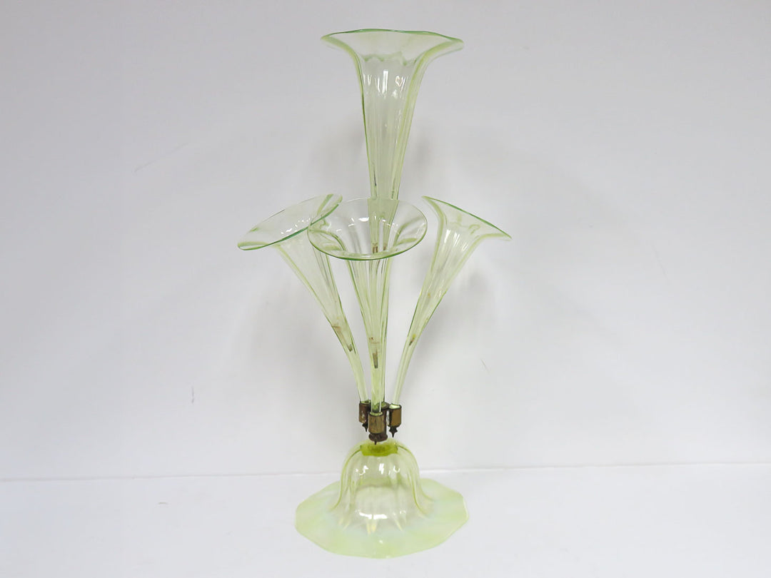 Antique Vaseline Glass Epergne