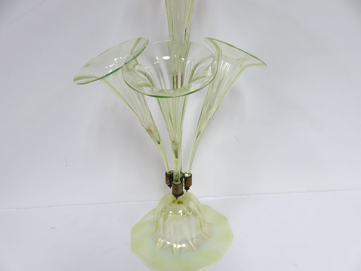 Antique Vaseline Glass Epergne
