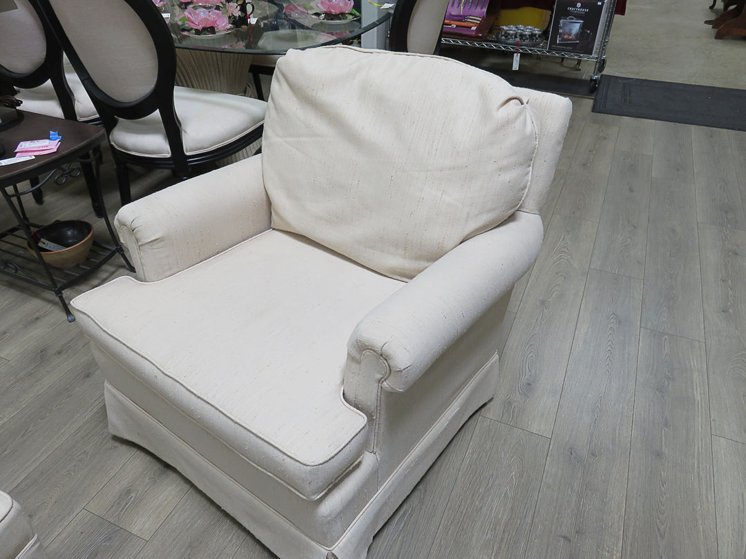 Cream Arm Chair & Ottoman