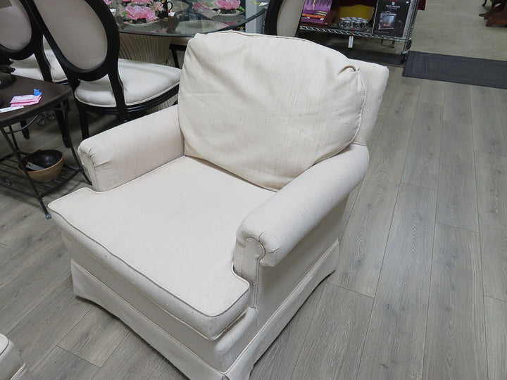 Cream Arm Chair & Ottoman