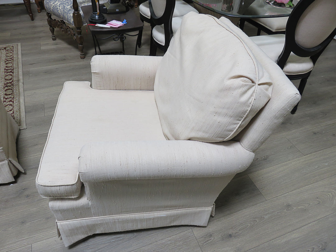 Cream Arm Chair & Ottoman