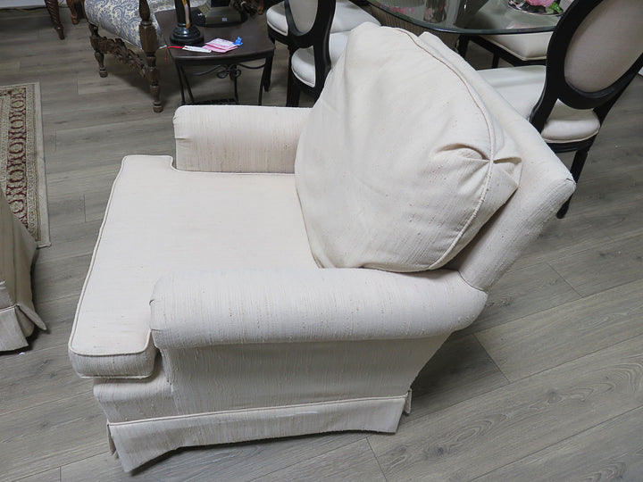 Cream Arm Chair & Ottoman