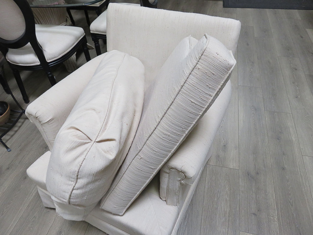 Cream Arm Chair & Ottoman