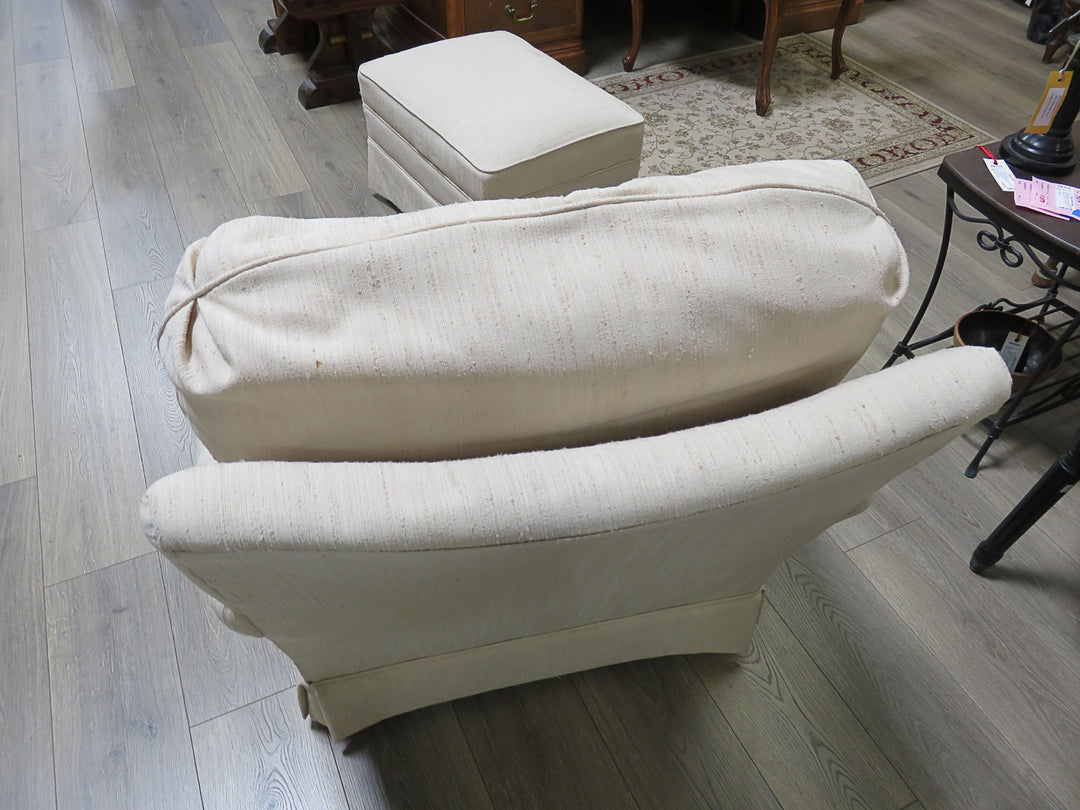 Cream Arm Chair & Ottoman