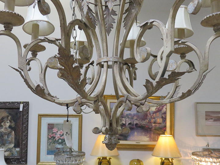 Ornate Beige Eight-Light Chandelier