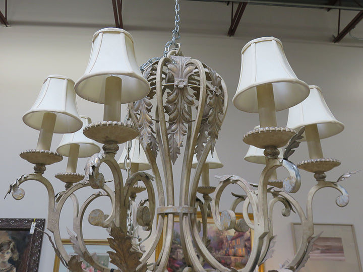 Ornate Beige Eight-Light Chandelier