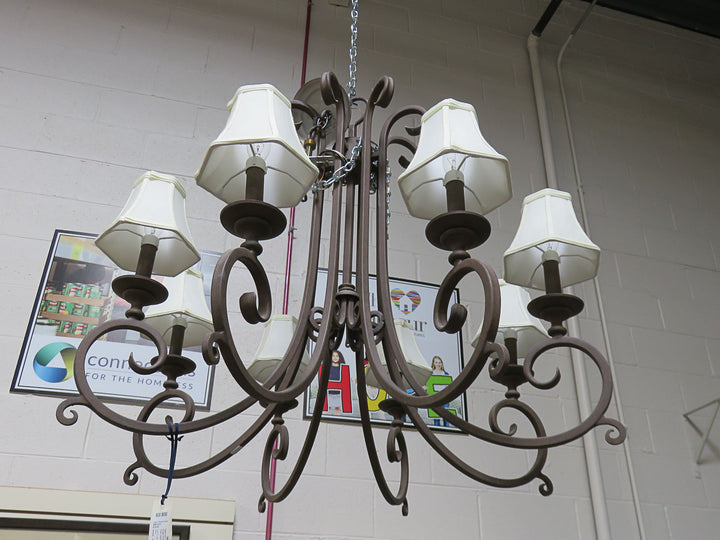 Brown Scrolled Iron Chandelier
