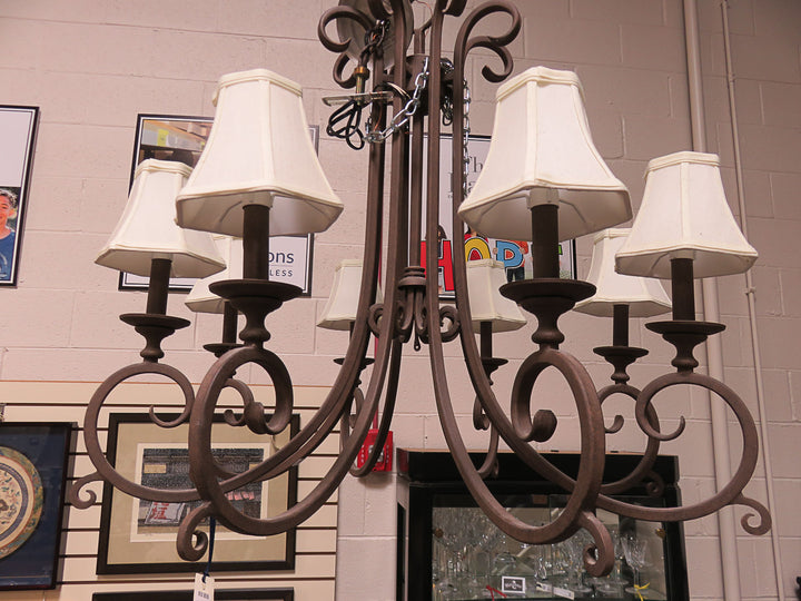 Brown Scrolled Iron Chandelier