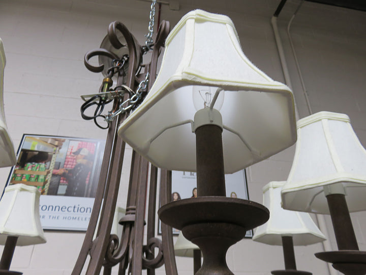 Brown Scrolled Iron Chandelier