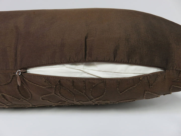 Brown Silk Throw Pillow