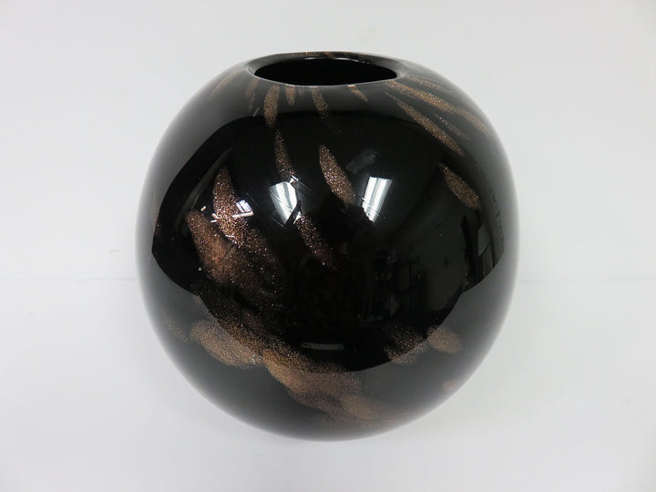 Black with Copper Swirl Vase