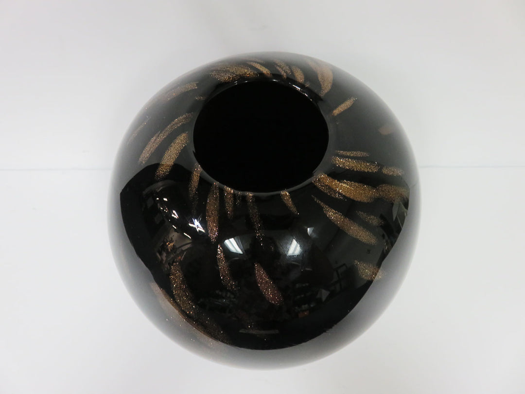 Black with Copper Swirl Vase