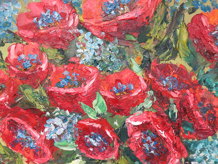 Original Oil Painting of Flowers Vase