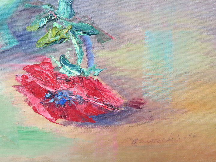 Original Oil Painting of Flowers Vase