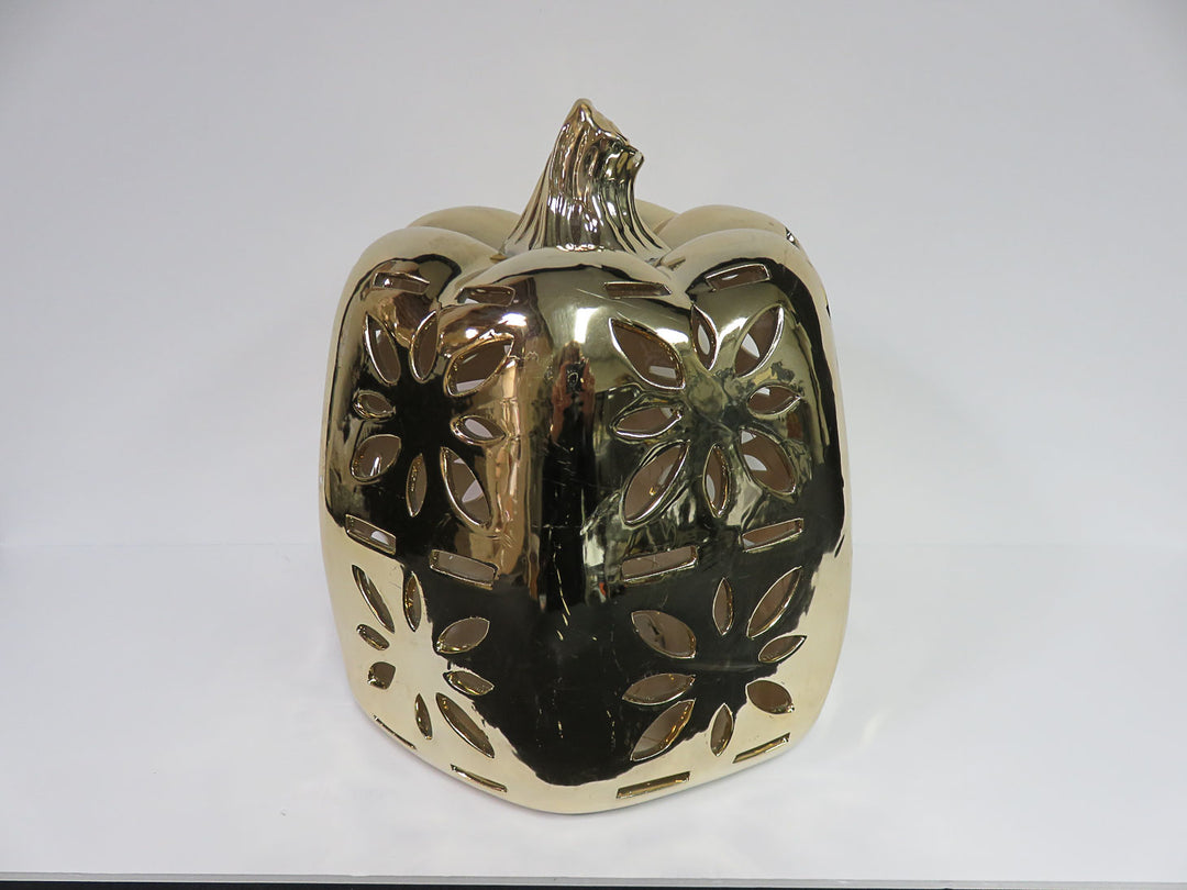 Gold Metal Lightup Pumpkin