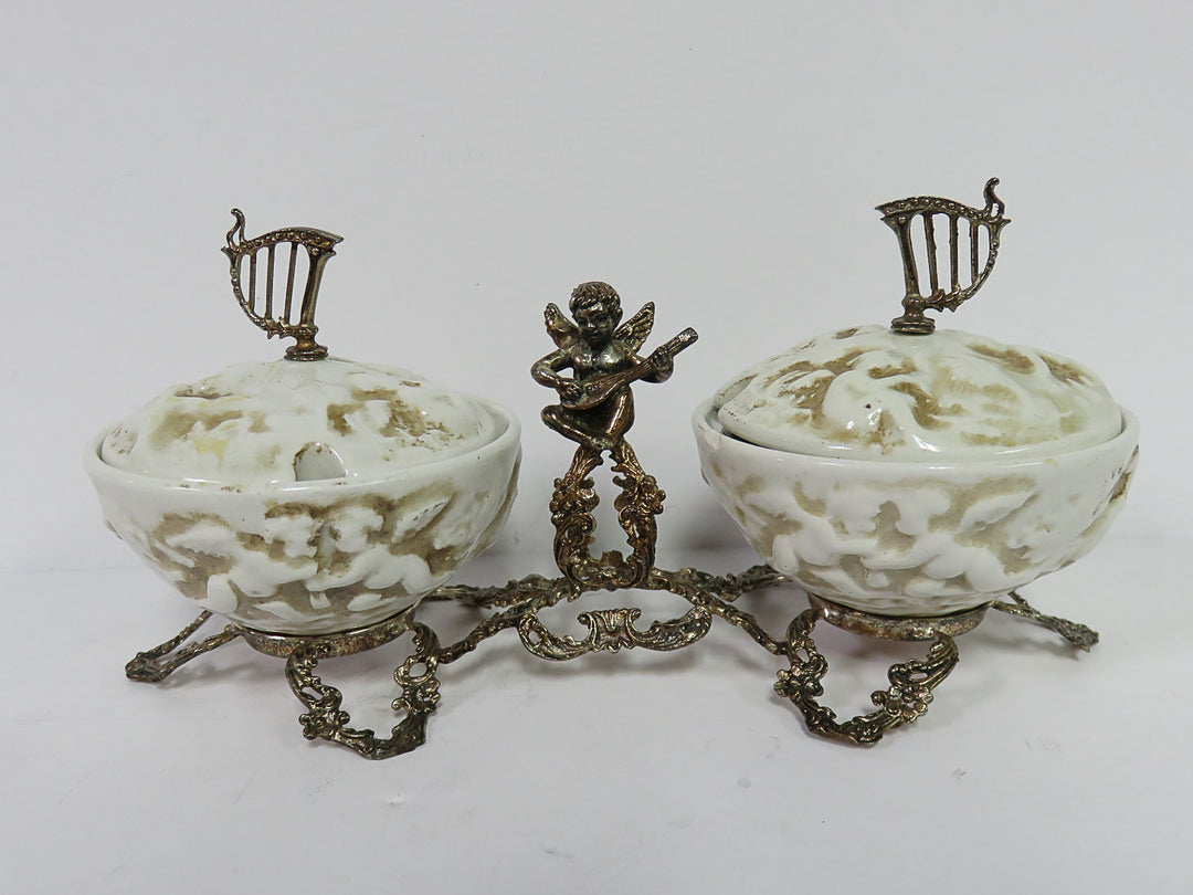 Antique Capodimonte Double Salt Cellar