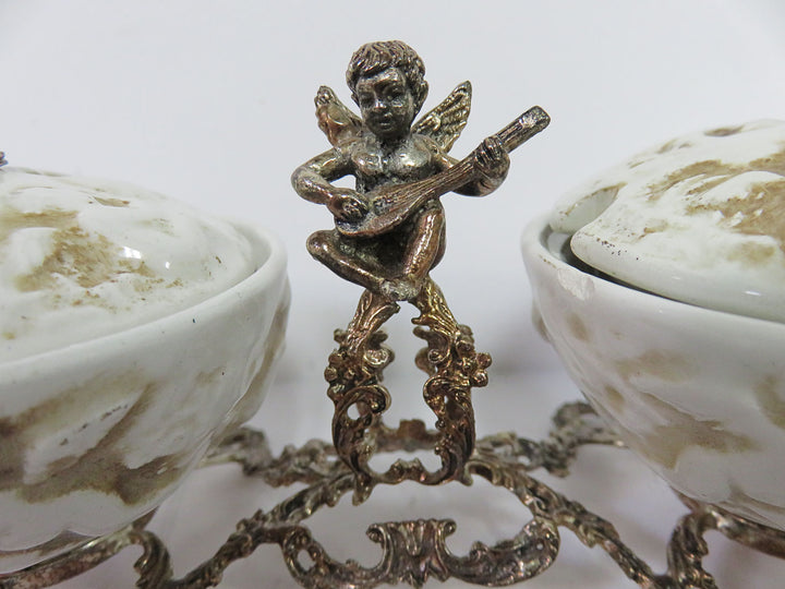 Antique Capodimonte Double Salt Cellar