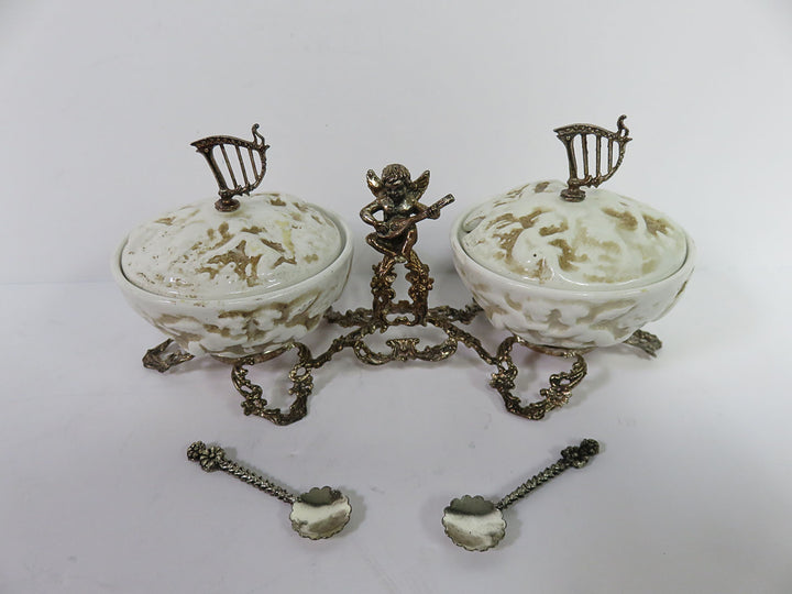 Antique Capodimonte Double Salt Cellar