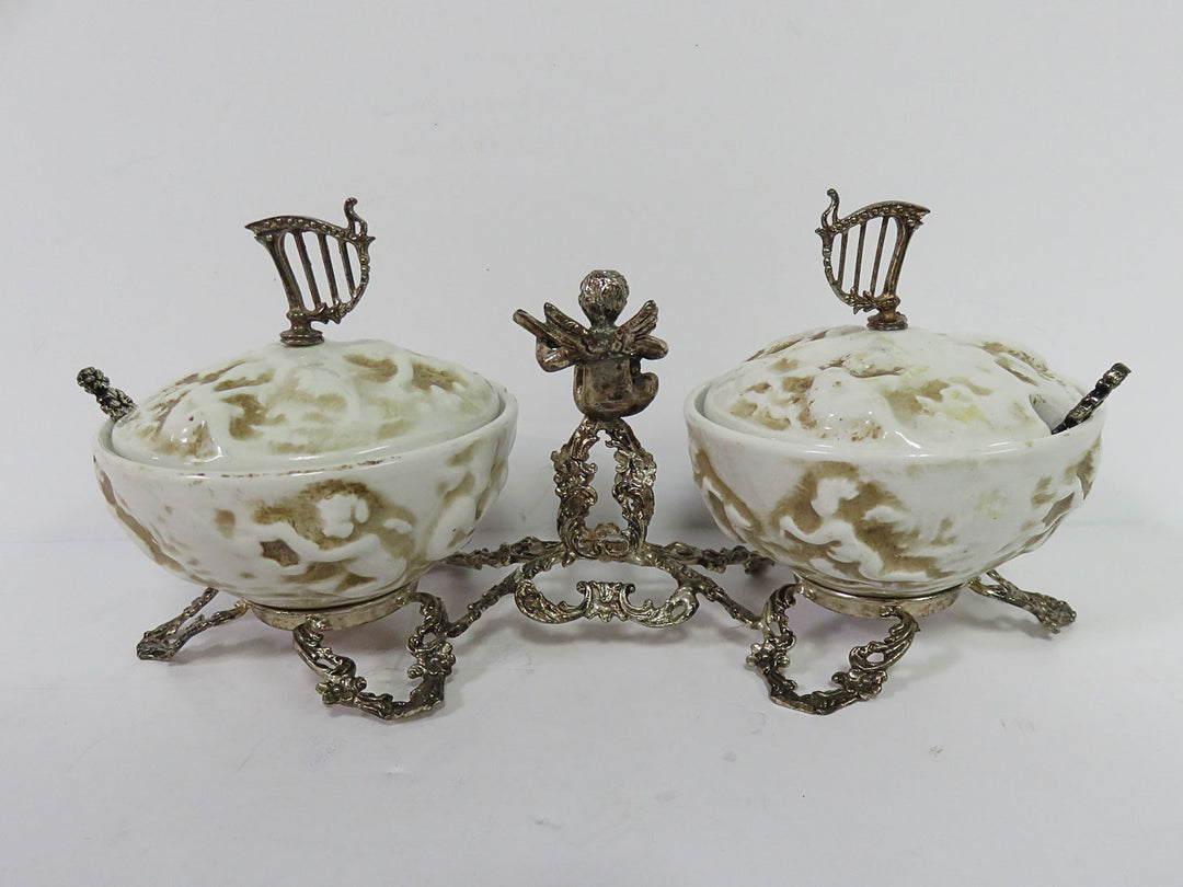 Antique Capodimonte Double Salt Cellar
