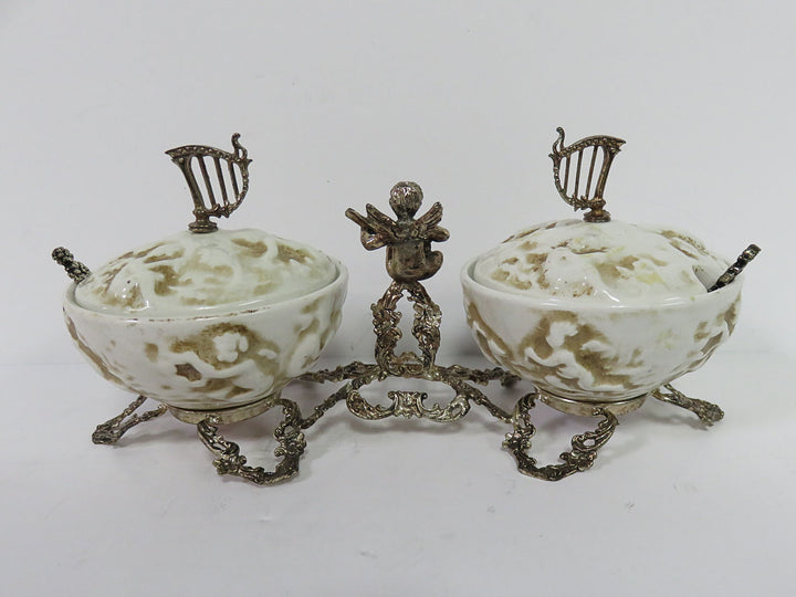 Antique Capodimonte Double Salt Cellar
