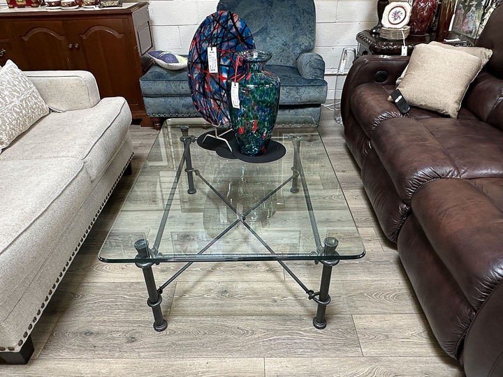 Wrought Iron & Glass Coffee Table