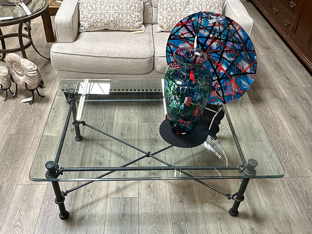 Wrought Iron & Glass Coffee Table