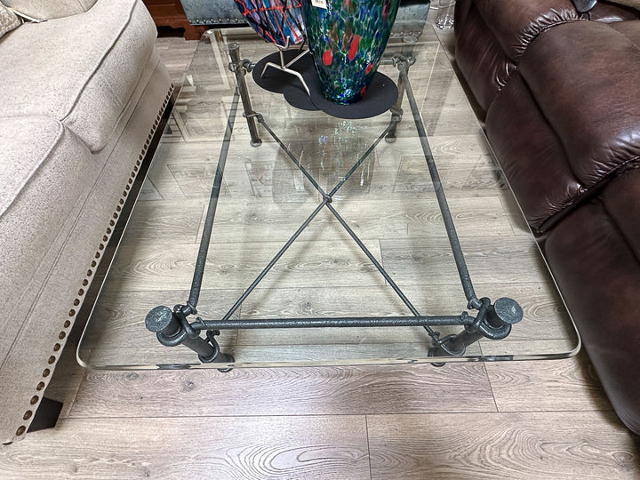 Wrought Iron & Glass Coffee Table