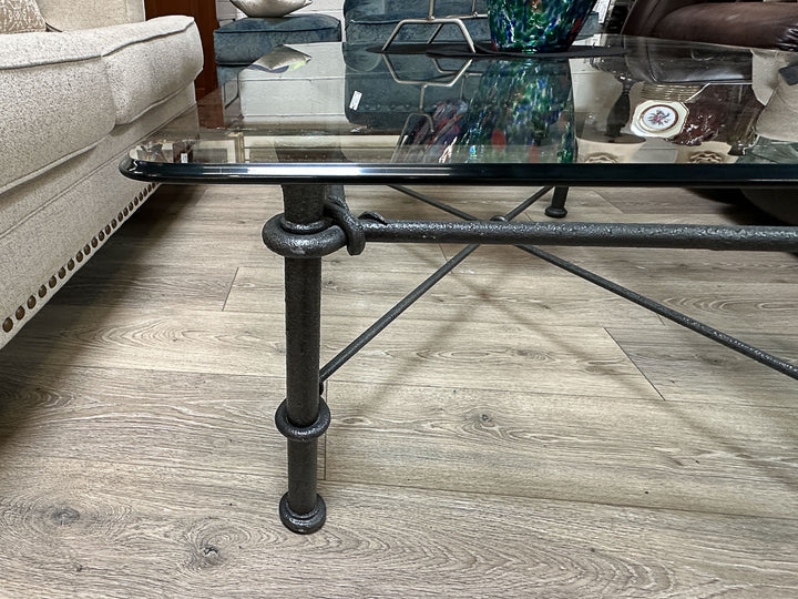 Wrought Iron & Glass Coffee Table