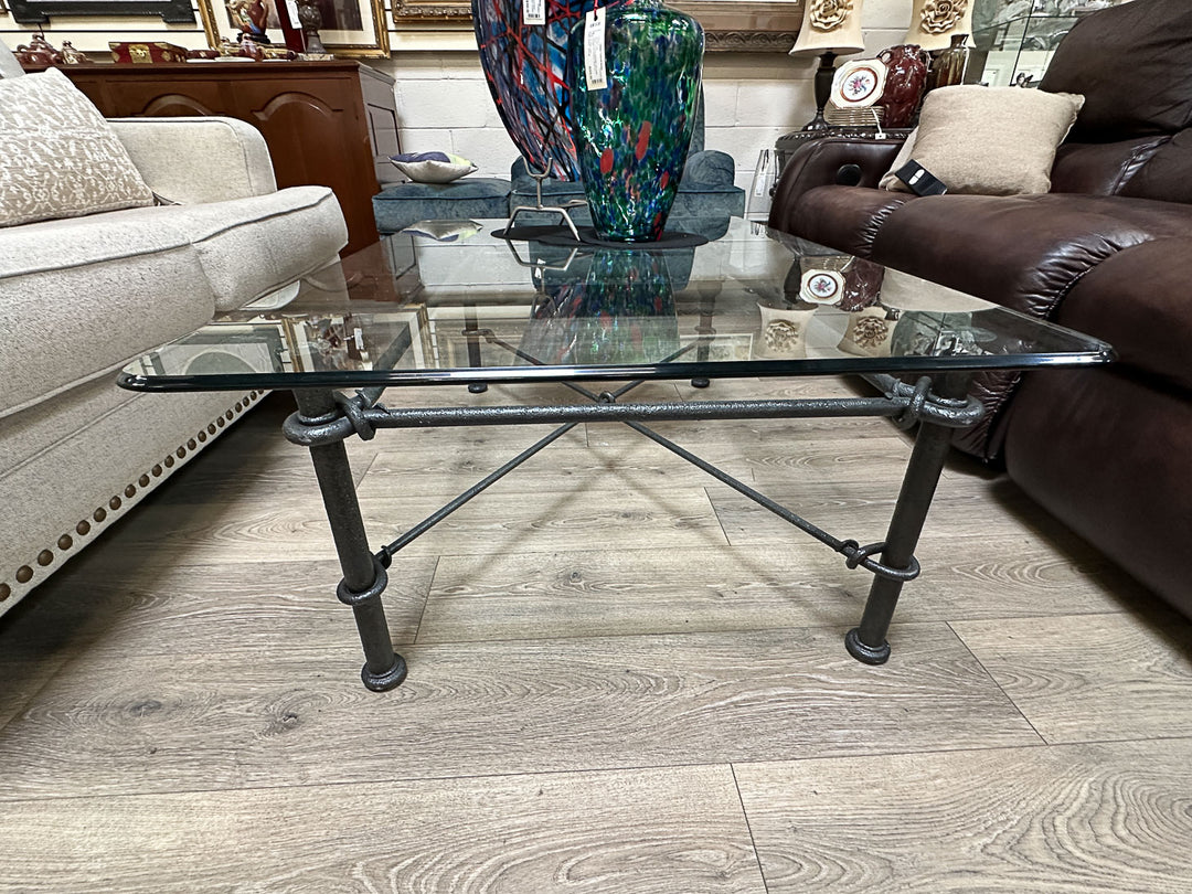 Wrought Iron & Glass Coffee Table