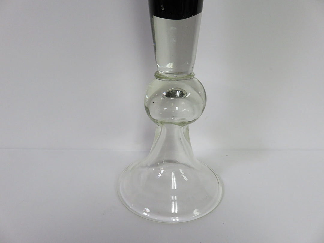 Tall Black & Clear Glass Vase