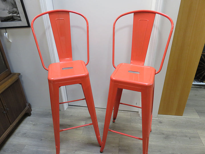 Pair of Orange Bar Stools