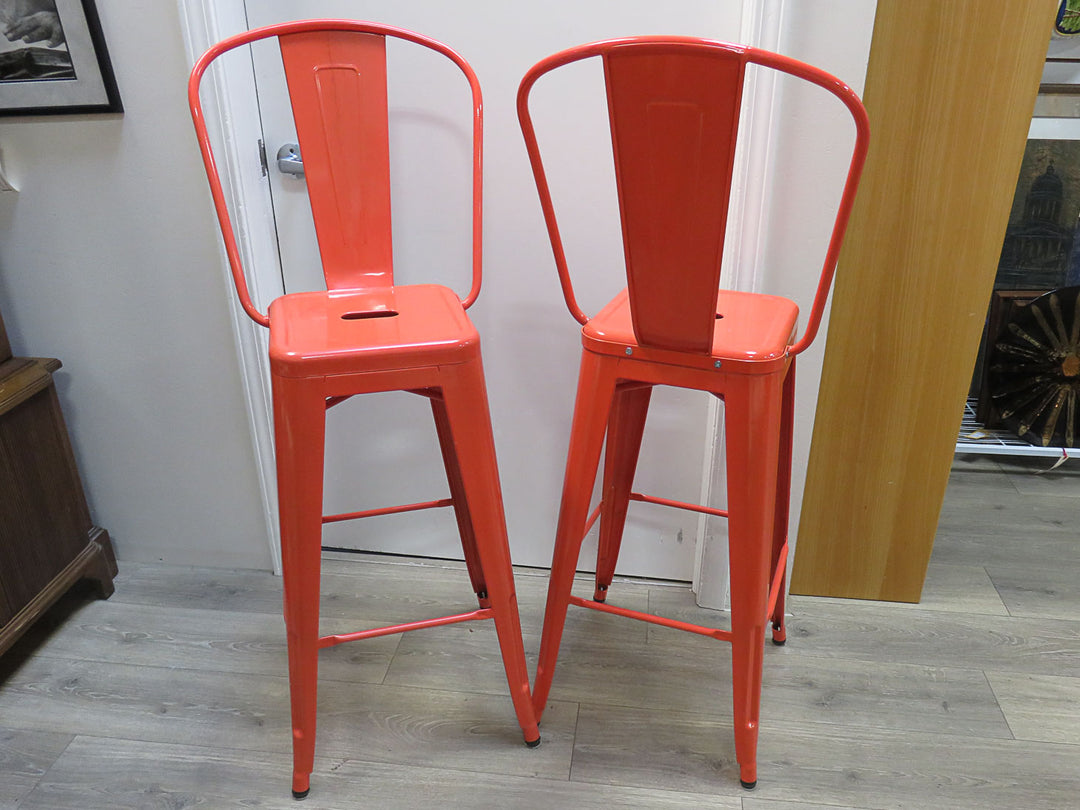 Pair of Orange Bar Stools