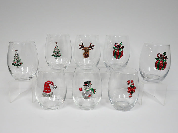 Christmas Stemless Wine Glasses