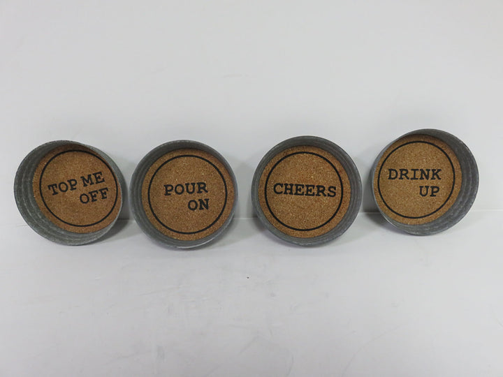 Tin Coasters with Drink Slogans