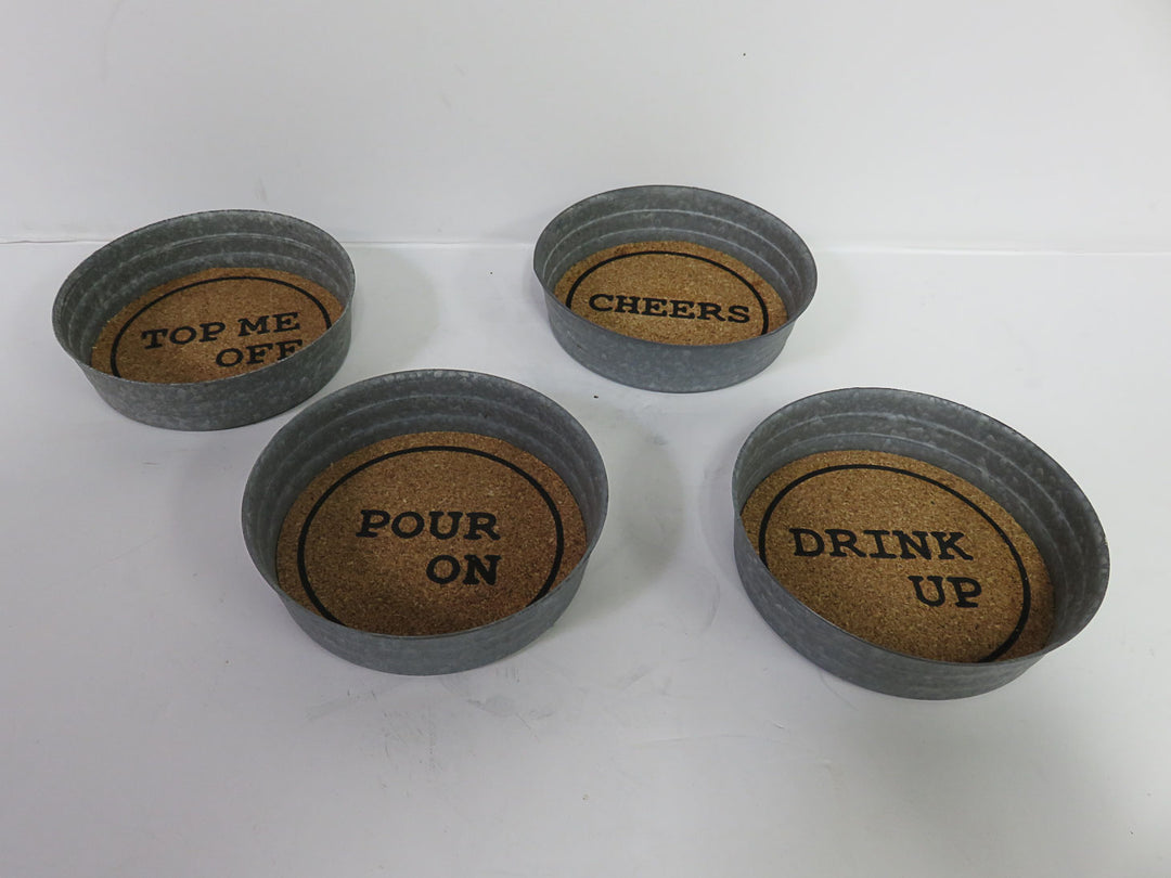 Tin Coasters with Drink Slogans