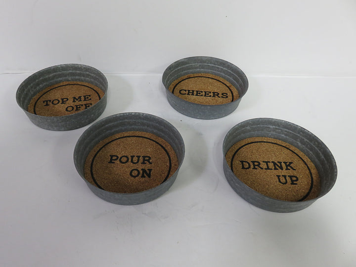 Tin Coasters with Drink Slogans