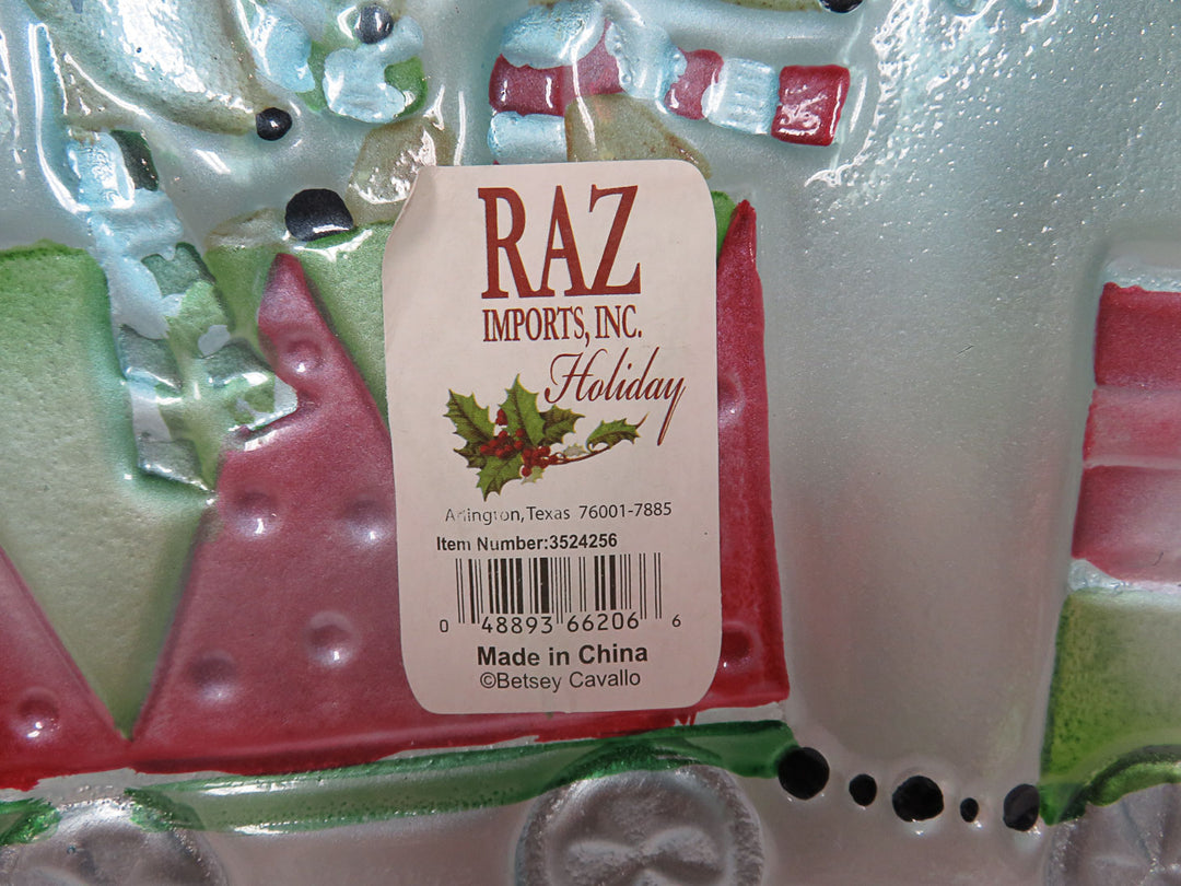 Glass Christmas Train Tray