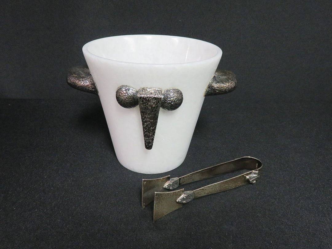 URART Marble Bowl with Sterling Tongs