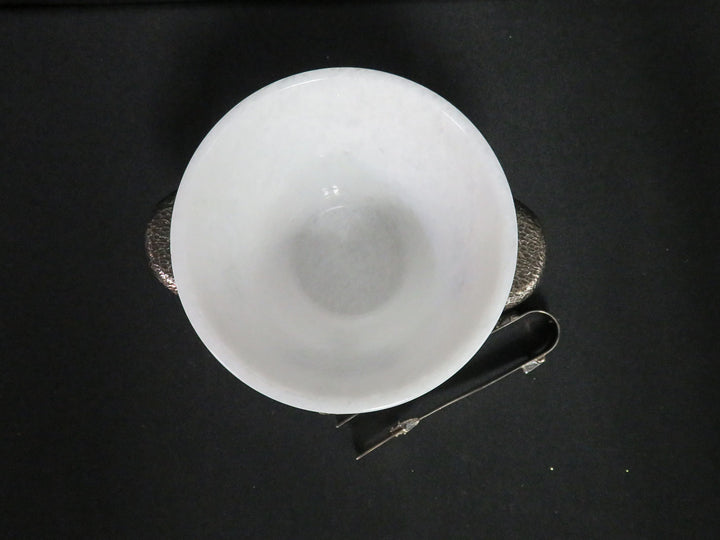 URART Marble Bowl with Sterling Tongs