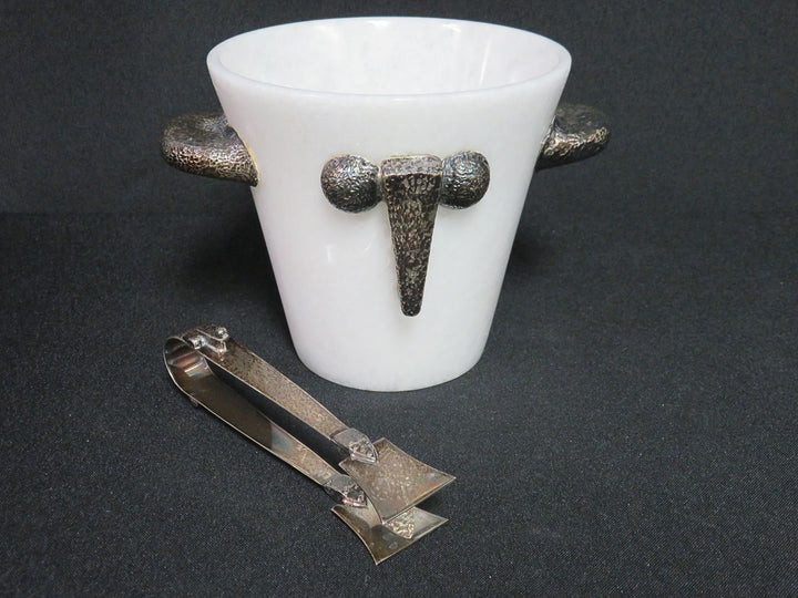 URART Marble Bowl with Sterling Tongs