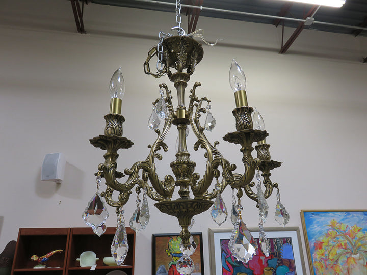 Five Light Brass Chandelier
