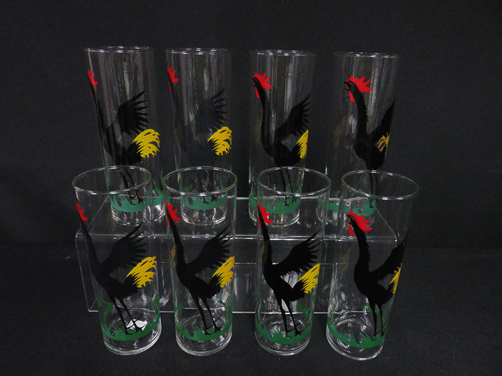 Federal Glass Crowing Rooster Highball Glasses