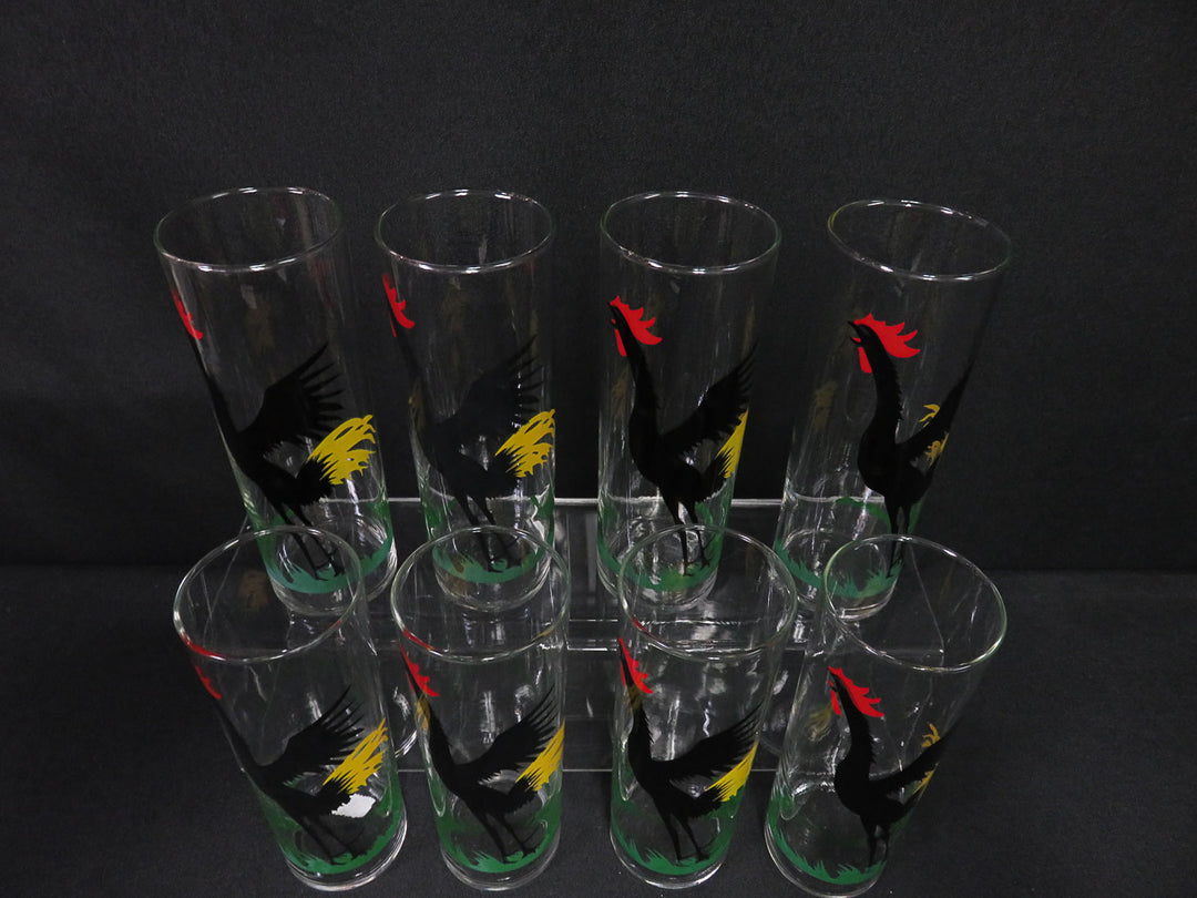 Federal Glass Crowing Rooster Highball Glasses