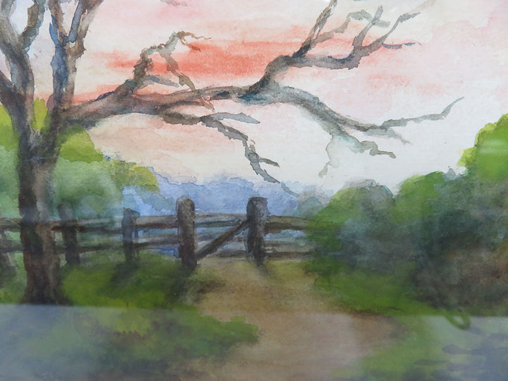 Watercolor Sunrise in Woods