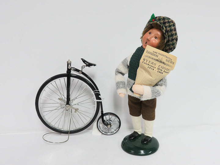 Byers Choice Newspaper Boy with Bicycle