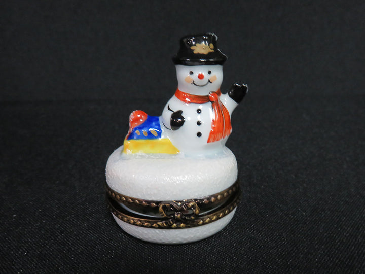 Limoges Eximious Snowman Trinket Box
