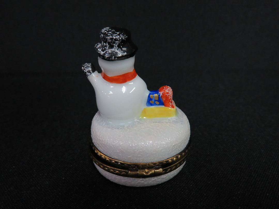 Limoges Eximious Snowman Trinket Box