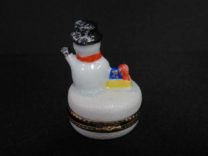 Limoges Eximious Snowman Trinket Box